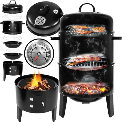 Immagine prodotto di Barbecue da giardino con affumicatore 40 x 78 cm nero