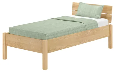 Produktbild von Metallfreies Einzelbett Esche Massivholz 90x200 Holzbett V-60.90-09K