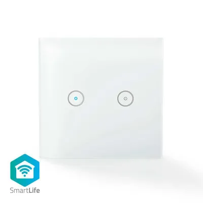 Produktbild von Nedis SmartLife Wandschalter - Wi-Fi - Dual - Wandhalterung - 1000 W - Android / IOS - Glas - Weiss