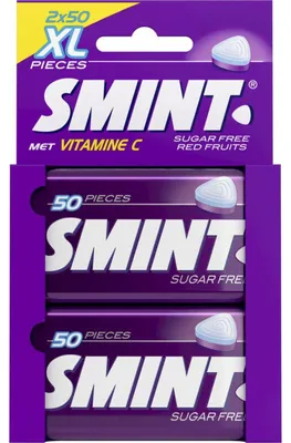 Produktbild von Smint Red Fruits XL zuckerfreie Minzbonbons, 2x70 g Pack