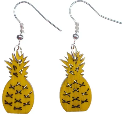 Produktbild von Ananas Ohrringe Miniblings Hänger Sommer Frucht Obst Urlaub Holz gelb