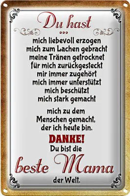Produktbild von Blechschild Spruch 20x30cm Danke du bis die Beste Mama