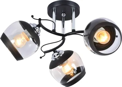 Zdjęcie produktu dla Żyrandol Alemria czarny-chromowany 3xE27x60W szkło wym:25x52x52cm IP20 Lampex