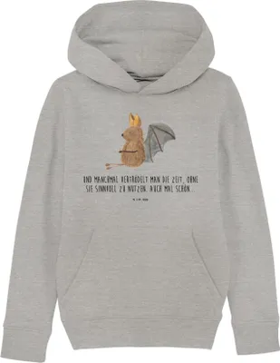 Produktbild von Mr. & Mrs. Panda Kinderpullover Fledermaus Sitzen 5-6 Jahre (110/116) - Heather Grey - Geschenk, Motivation, Lustige Sprüche, Pullover, Fledermäuse, Kinderbekleidung