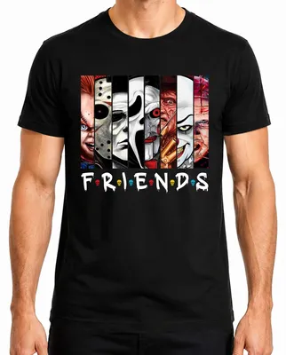 Immagine prodotto di Maglietta da uomo FRIENDS Horror Icons Jason Michael Pennywise Freddy Chucky Cult, nero, M