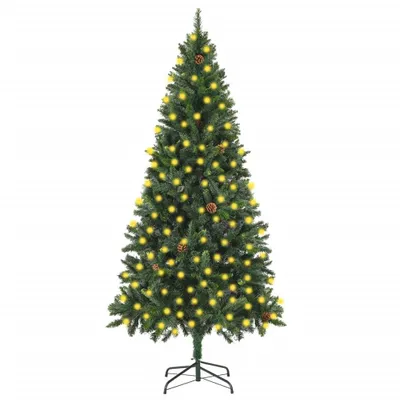 Immagine prodotto di vidaXL Albero di Natale artificiale con luci e pigne verde 210 cm