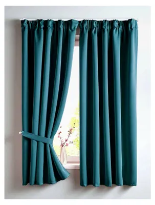 Produktbild von 2er Set Verdunkelungsvorhänge Blickdicht »Newyork« verdeckte Schlaufen Petrol HxB 160x140 cm Thermo-Gardine Blackout schalldämmend  Kräuselband