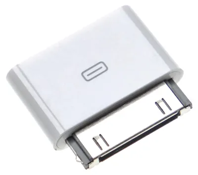 Produktbild von vhbw Adapter kompatibel mit Apple iPhone 3G, 3GS, 2G, 1, 4 Handy, Smartphone - Kabeladapter von Micro-USB auf 30-Pin Konnektor Weiß