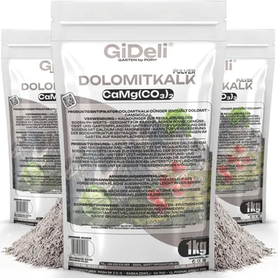 Produktbild von Dolomitkalk 3kg Rasenkalk Moosentferner Gartenkalk Magnesium Calcium pH GiDeli