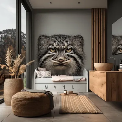 realistisches Manul-Gesicht – Decords Wandtattoo, Produktansicht 1