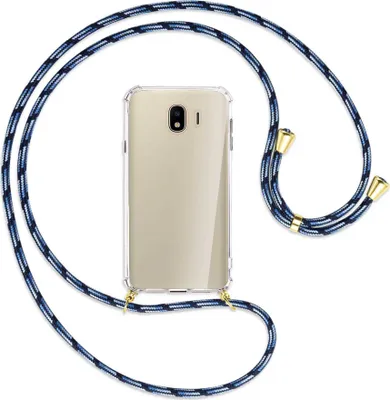 Produktbild von Handykette Backcover-Schutzhülle mit Band (Metall goldfarben) für Samsung Galaxy J4 2018 - Blautöne