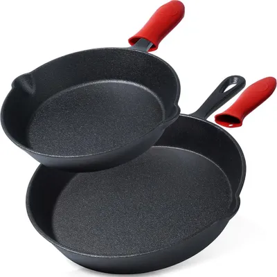 Obrázok produktu pre Vilde | Súprava panvíc - 20 cm / 25 cm - So silikónovým povrchom - Liatinová panvica - Vhodná na indukciu