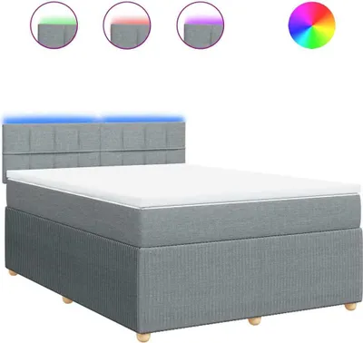 Produktbild von vidaXL Boxspringbett mit Matratze Hellgrau 140x200 cm Stoff