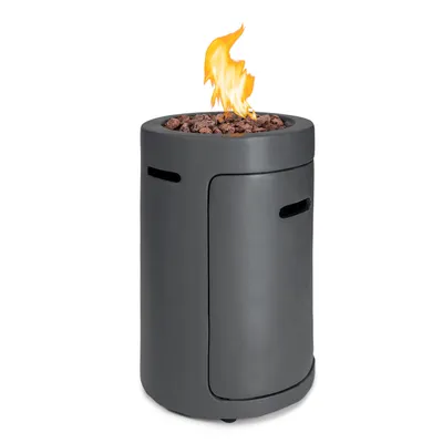 Produktbild von Blumfeldt Crete Gas-Feuerstelle, 13 kW Wärmeleistung, Flüssiggas, Edelstahl, 360° FireView, inkl. Regencover, Gasdruck: max. 50 mbar, zweistufiger Drehregler, dunkelgrau