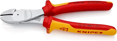 Produktbild von Knipex Kraftseitenschneider DIN ISO 5749 Länge 200mm VDE-isoliert Chrom 2K-Hüllen - 74 06 200 SB