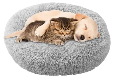 Rundes Plüsch-Haustierbett 90 cm, Donut-Form, waschbar, für Hunde & Katzen