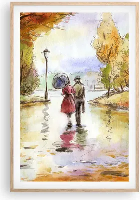 Produktbild von Gerahmtes Poster - Rahmen in heller Eiche - Wetter regen herbst park - 61x91,5 cm - Wand Bild - Wanddeko - Wandbilder - Wandposter - Bilderrahmen - Bilder - Kunstdruck - Wandbild - P2NPA61x91-2914
