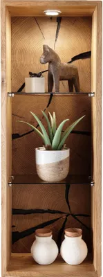Produktbild von Wandregal >KM-0660< in braun aus Wildeiche massiv geölt - 34x94x20cm (BxHxT)