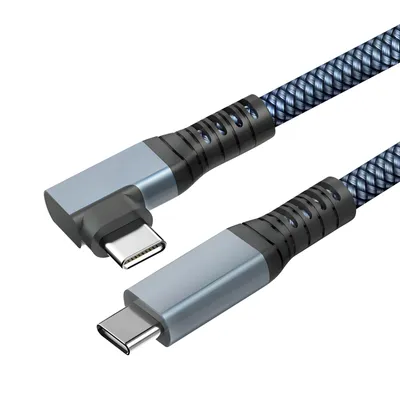 Zdjęcie produktu dla kabel ładujący 3 w 1 USB-C 100W rozdzielczość 4K transmisja 20Gbps kątowy 3m szary