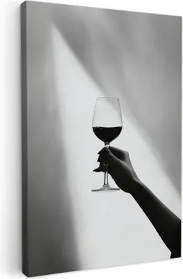 Produktbild von Wanddeko 20x30 cm - Getränk - Wein - Schwarz - Weiß, Leinwand bilder, Wanddeko Wohnzimmer