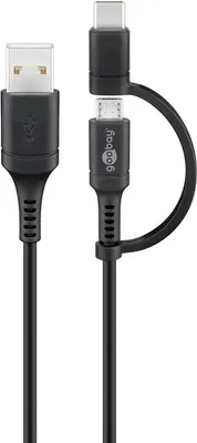 Produktbild von Goobay 51709, 1 m, USB A, USB C/Micro-USB B, USB 2.0, 0,48 Gbit/s, Schwarz