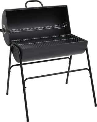 Image de Gril à baril avec 2 grilles de cuisson Noir 80x95x90 cm Acier