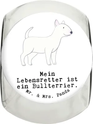 Produktbild von Mr. & Mrs. Panda Dose Bullterrier Lebensretter XL 2000ml - Weiß - Geschenk, Aufbewahrungsdose, leckerlidose, Bonbonglas, Keksdose, Vorratsbehälter