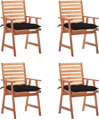 Produktbild von Garten-Essstühle 4 Stk. mit Kissen Massivholz Akazie , Gartenstühle Design 2024
