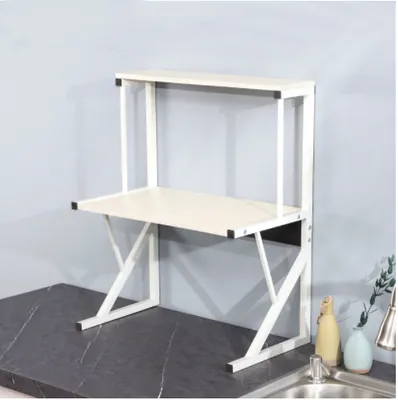 Produktbild von 2 Ebenen Mikrowellenregal Küchenregal Küchenarbeitsplatten Organizer 65x54x30cm Weiß