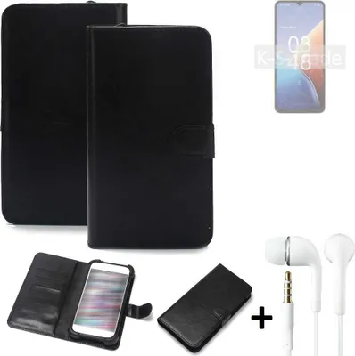 Produktbild von K-S-Trade Wallet Case Handyhülle kompatibel mit UMIDIGI F3 5G Schutzhülle Flip cover Flipstyle Tasche Hülle Flipcover Slim Bumper schwarz + in ear