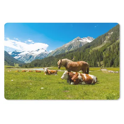 Produktbild von MuchoWow® Schreibtischunterlage Kühe - Pferde - Alpen 60x40 cm - XXL Mauspad - Großes Mauspad