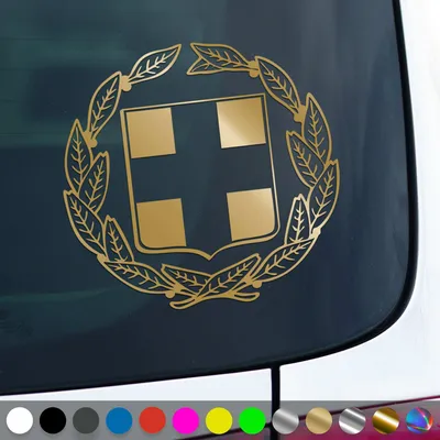 Produktbild von PantherPixel Griechenland Aufkleber Wappen Kreta Rhodos Sticker Auto Geschenkidee Farbe Gold