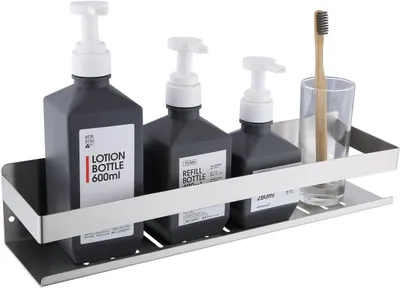 Zdjęcie produktu dla Półka pod prysznic 40 cm, szczotkowany nikkel, stal nierdzewna, ścienna, do łazienki