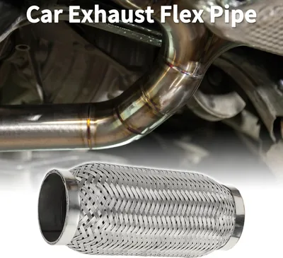 Image de Tuyau Flexible D'éChappement De Voiture 2,83 Pouces De DiamèTre ExtéRieur | Tube D'éChappement Tressé Flexible Universel Ton Argent 1 PièCe