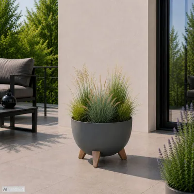 Produktbild von Milano Dekorativer Blumentopf mit Füßen anthrazit S