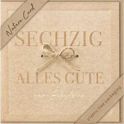 Produktbild von bsb 694029-2 Geburtstagskarte Zahl 60 - Natur Card, inkl. Umschlag