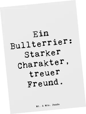 Produktbild von Mr. & Mrs. Panda Postkarte Spruch Bullterrier Freund - Weiß - Geschenk, Familienhunde, Postkarten, Hunderassen Vielfalt, Hunderasse, Ansichtskarte, Liebe, loyale Hunde