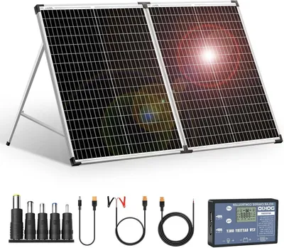 Obrázok produktu pre Prenosný solárny panel – skladacia nabíjačka – nabíjanie batérie – vysoká účinnosť – 100 W – čierna