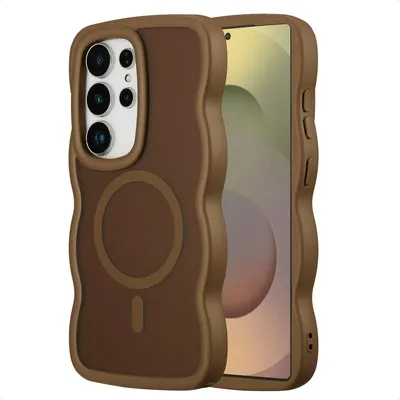 Productafbeelding van Selencia Wavy Backcover met MagSafe voor de Samsung Galaxy S25 Ultra - Mocha Brown
