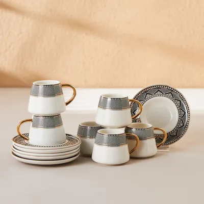 Produktbild von Karaca Globe Kaffeeservice Kaffeetasse Turkische Kaffee Mokkatasse für 6 Personen, 80 ml