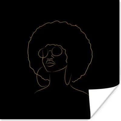 Produktbild von MuchoWow® Poster Frau - Brille - Gold - Schwarz 50x50 cm - Wohnzimmerdekoration