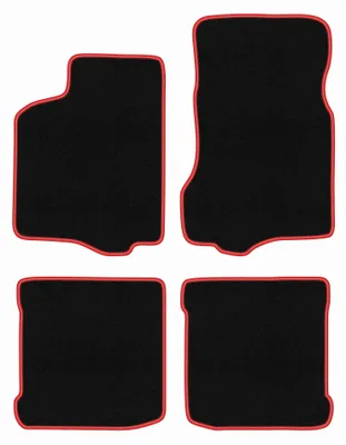 Produktbild von Velours-Fußmatten für Seat Ibiza II 1993-2001 (Schrägheck) – 4-tlg, Schwarz/Rot, passgenau – Wielganizator CARLUX