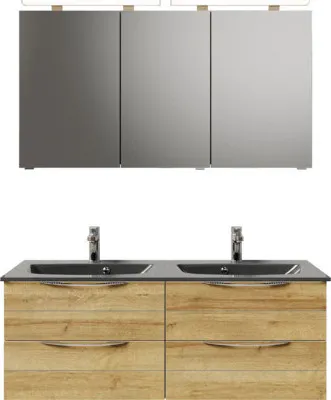 Produktbild von Pelipal Badmöbel-Set Sunline 300 BxHxT 132 x 200 x 48 cm Frontfarbe eiche riviera Badmöbel-Set mit Waschtisch Mineralmar