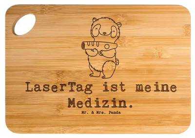 Produktbild von Mr. & Mrs. Panda Schneidebrett Panda LaserTag - Transparent - Geschenk, Hackbrett, Holzbrett, schneidbrett, Lasergame Zentrum, Frühstücksbrett, Küchenbrett