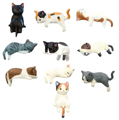 Produktbild von 10 Stück Katzenfigur Tiere Figuren Mini Tiere Auto Deko Tierfiguren