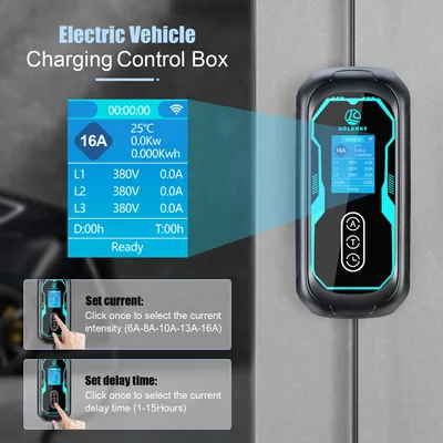Imagen del producto de Cargador portátil para vehículos eléctricos, tipo 2, 11 kW - 11 kilovatios de potencia - Cable de 10 metros - Para coches híbridos eléctricos
