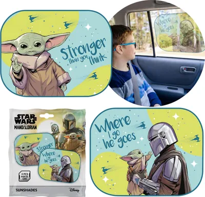 Produktbild von STAR WARS The Mandalorian Sonnenschutz für Autoscheiben, Sonnenschutzblenden mit Saugnäpfen, 2er-Set