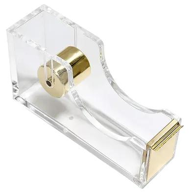 Image de TRANKIELO® - Distributeur de ruban adhésif acrylique transparent – Coupe-ruban simple d'utilisation – Design antidérapant – 12 x 6,5 x 3,5 cm