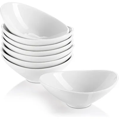 Produktbild von Dipschalen Set 8 Stück Weiß 90ml Porzellan Bootform Spülmaschinenfest Mikrowellenfest