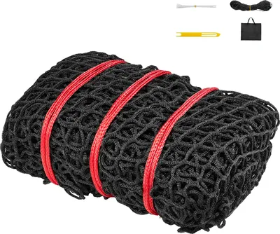 Immagine prodotto di SucceBuy rete per balle di fieno rotonde, 1,5x1,5x1,5 m, maglia 38,1x38,1 mm, materiale PE, struttura senza nodi, incluse fascette, navetta per aghi, cavo di riparazione e sacchetto di stoccaggio, rete per cavalli